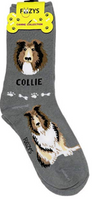 Collie Dog Socks - Soft Gray
