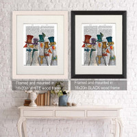 Gaggle of Geese Book Print Matted (Framed)