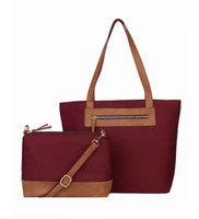 Katie 2 Pc Tote Set - Tote with Bonus Bag in Wine