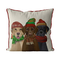 Labradors, Hats & Scarves Christmas Holiday Pillow Cover