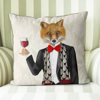 Fox in Black Jacket Pillow Cover
