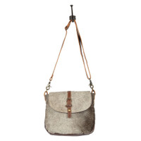 Overlap Cowhide & Leather Shoulder Bag