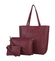 Mona B 3 Pc Tote Bag Set in Merlot