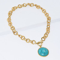 Karine Sultan Round Turquoise Pendant Necklace