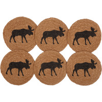 Cumberland Stenciled Moose Jute Coaster Set of Six