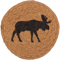 Cumberland Stenciled Moose Jute Coaster Set of Six