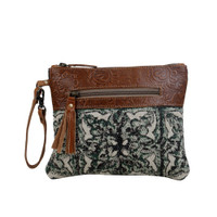 Hope Rug & Embossed Leather Wristlet Pouch