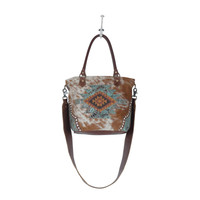 Azure Patterned Leather & Hair-On Hide Bag