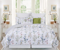 Cynthia Floral Full/Queen Cotton Reversible 3 PC Quilt Set