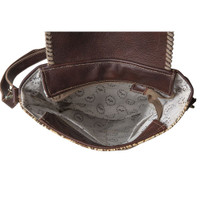 Kakarot Embossed Leather Bag with Hair-On hide Flap