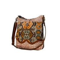 Seneca Springs Rug & Leather Shoulder Bag