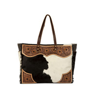 Cartwright Hand-Tooled Hair-On Hide Travel Bag 