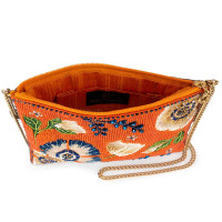 Wild Abandon Beaded Floral Mini Crossbody Clutch Handbag