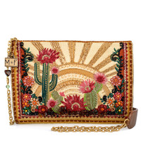 Desert Sunrise Beaded Cactus & Floral Crossbody Handbag