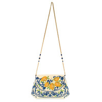 Capri Lemons Yellow & Blue Beaded Crossbody Handbag