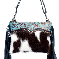 Mescalaro Hill Leather & Hair-on Hide Handbag in Coal