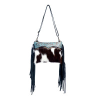 Mescalaro Hill Leather & Hair-on Hide Handbag in Coal