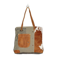 Leather Pocket Hair-on Hide Tote Bag 
