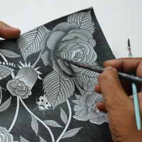 Small Zip Around Hand-Painted Crossbody Handbag