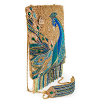 Beaded Blue Peacock Crossbody Purse
