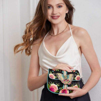 Dream Chaser Black Beaded Butterfly Bag