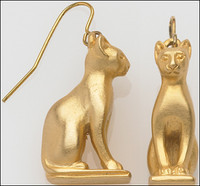 Egyptian Cat Earrings in 24k Gold-plate