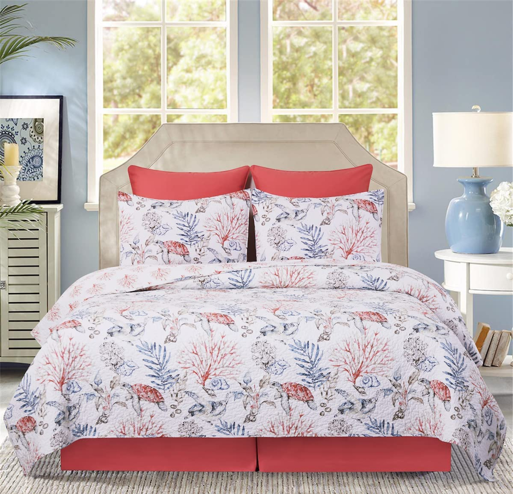 Tranquil Blues Reversible Quilt Set