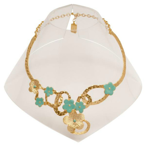 Karine Sultan Gold & Enamel Sculpted Leaves Necklace