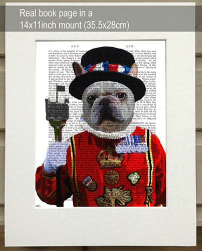 Bulldog Beefeater Book Print (Matted as shipped)