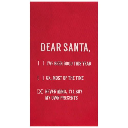 Dear Santa Red Christmas Canvas Towel
