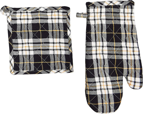 Parker Black & Yellow Pot Holder & Oven Mitt Set