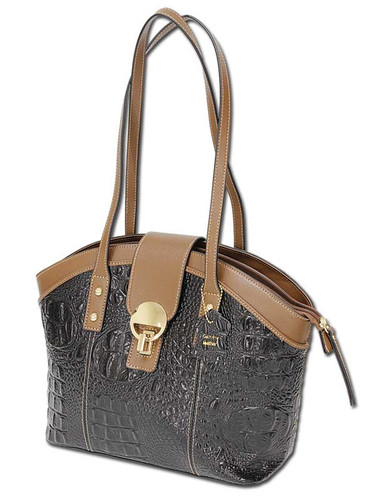 La Rochelle Crocodile Embossed Leather Tote