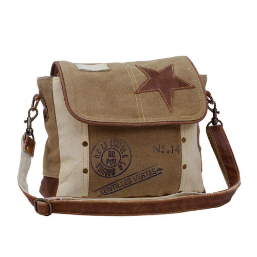 Leather Star Fold-Over Shoulder Bag