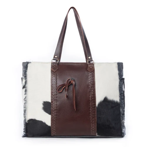 Rosalinda Cross Stitched Hair-On-Hide Weekender Bag 