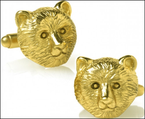 Bear Head Cufflinks in 24k Gold-plate