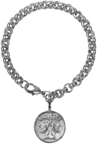 Etruscan Janus Charm Bracelet in Silverplate