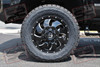 20x8.5 Fuel Cleaver D574 Gloss Black and Milled Wheels Mounted to 35x12.50x20 Toyo Open Country R/T Tires
