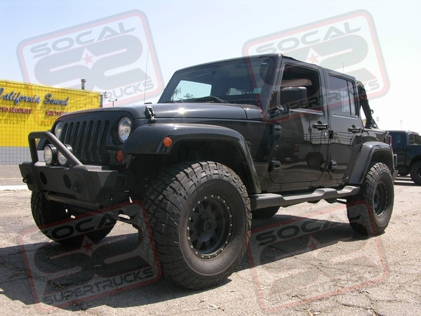 2.5" Leveling Kit w/ Bilstein 5100 Series Shocks, 16" Black Method Race Wheels Standard #301 Wrapped on 315/75/16 General Grabber MT'S, Rampage Products Stubby Front Bumper