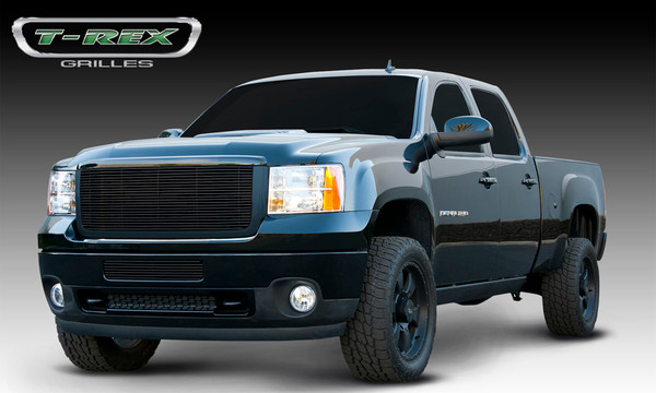 T-Rex Grille Overlay 11-14 GMC Sierra HD Aluminum Powdercoat Black