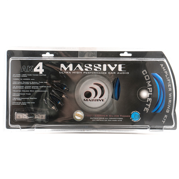 AK4 - 4 AWG FULL WIRE KIT SILVER TINNED 100% O2 FREE PURE TWISTED COPPER by Massive Audio® | Condition: New | Category: Electrical