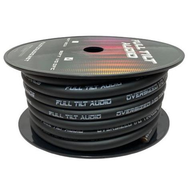 Full Tilt 1/0 BLACK 50' Tinned OFC Oxygen Free Copper Power/Ground Cable/Wire