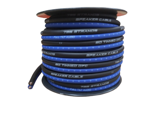 Full Tilt 8 Gauge Blue/Black 50' Tinned OFC Oxygen Free Copper Power/Ground Cable/Wire