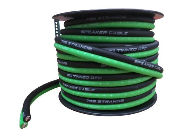 Full Tilt 8 Gauge Lime/Black 50' Tinned OFC Oxygen Free Copper Power/Ground Cable/Wire