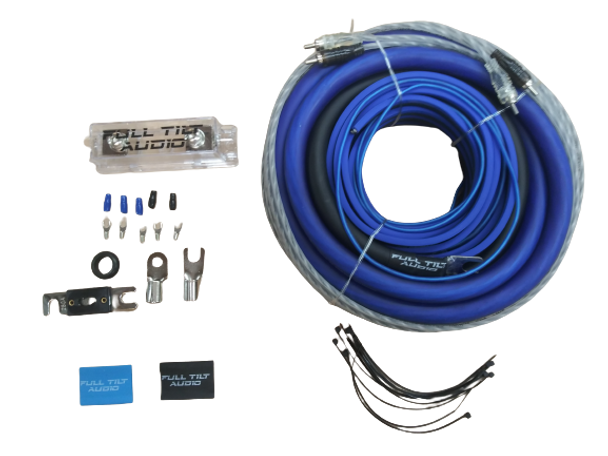 Full Tilt 1/0 Gauge Blue/Black Amp Kit -  OFC Oxygen Free Copper Wire