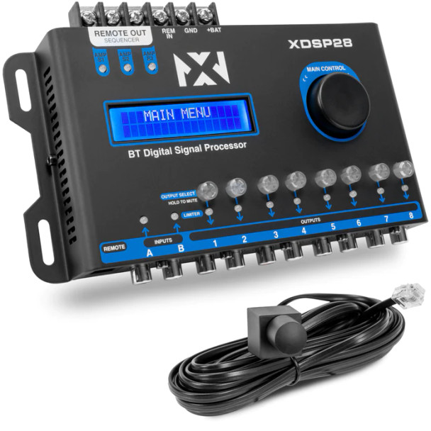 XDSP28 8-Channel X-Series 15 Band Parametric EQ Digital Signal Processor (DSP) with LCD Display, Built-in Bluetooth and Remote Level Controller | Condition: New | Category: Processors & RCA Distribution