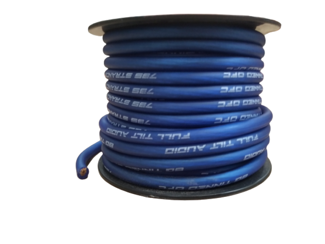 Full Tilt 8 Gauge Blue 50' Tinned OFC Oxygen Free Copper Power/Ground Cable/Wire