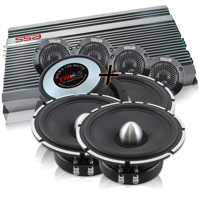 **Package Deal**I 2 Sets of Evil Mid's and Tweeters w/ DM100.4 Amplifier | Condition: New | Category: Amplifiers