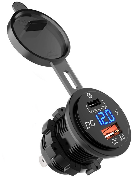 NVX Dual USB Quick Charge 3.0 Car Charger with LED Digital Voltmeter