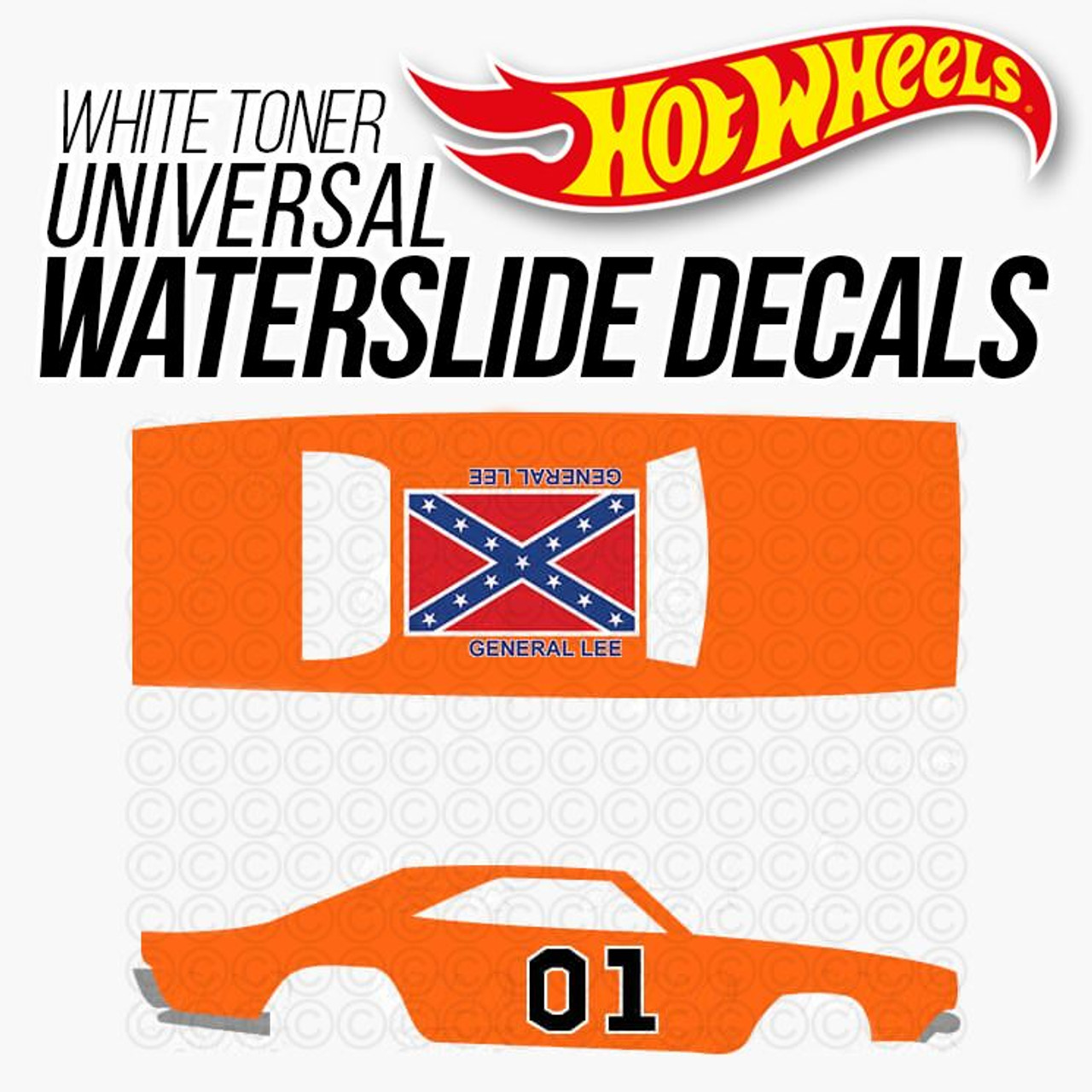 Hot Wheels GENERAL LEE Custom White Toner Universal WaterSlide Decal 1/64  Scale - Mod My Ride