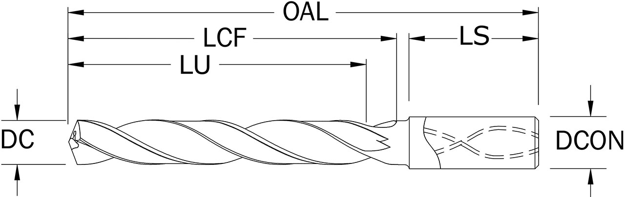 SGS 9.80mm Dia, 137 Degree Point, Solid Carbide Drill - 66571 - Drawing 1